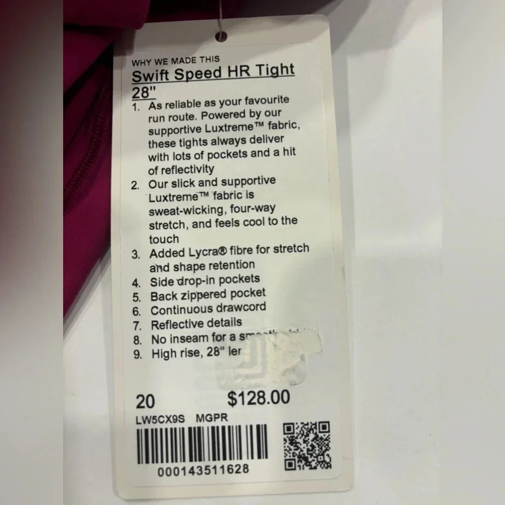 Lululemon Swift Speed High-Rise Tight 28" Women’s Size 20 NWT - Picture 7 of 14